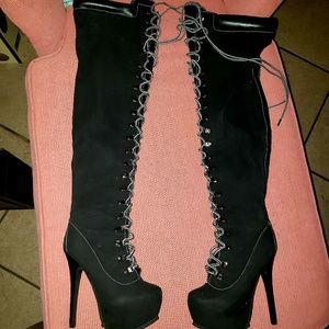 Thigh high leather boots